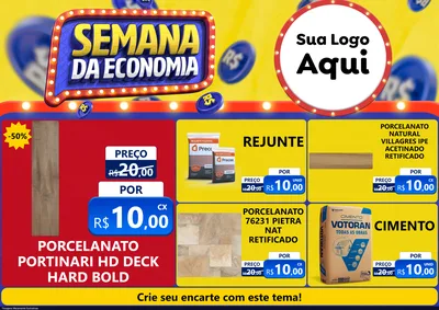 Modelo de Encarte para Encarte A4 Horizontal com o tema Semana da Economia para Pisos e revestimentos
