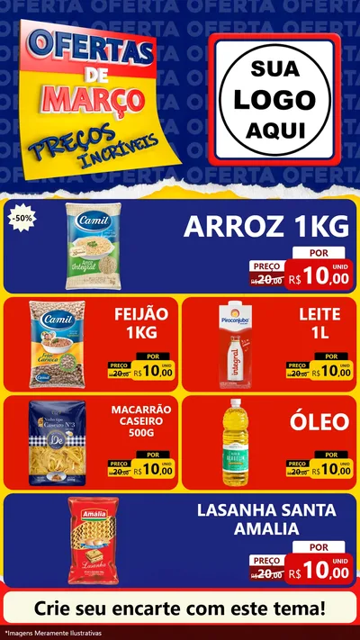 Modelo de TV para TV Vertical com o tema Ofertas de Março - Preços Incríveis para Supermercado
