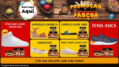 Modelo de TV para TV Horizontal com o tema Promoção Páscoa para Calçados