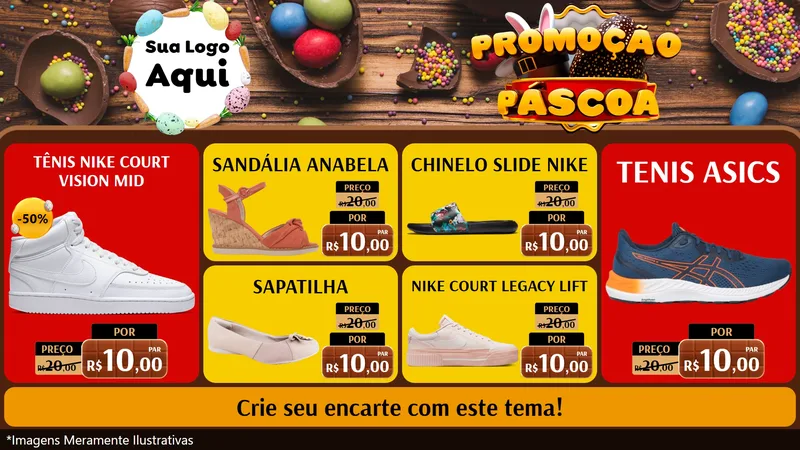 Modelo de TV para TV Horizontal com o tema Promoção Páscoa para Calçados