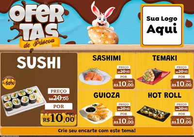 Modelo de Encarte para Encarte A4 Horizontal com o tema Ofertas de Páscoa para Comida japonesa