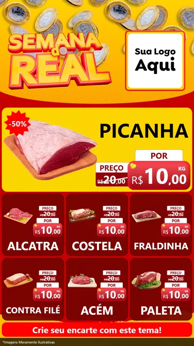 Modelo de Rede Social para Stories com o tema Semana do Real para Açougue