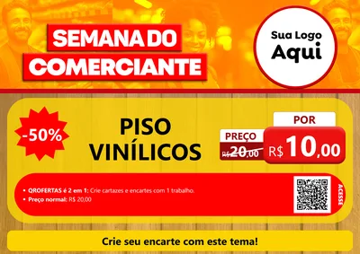 Modelo de Cartaz para Cartaz A4 Horizontal com o tema Semana do Comerciante para Material para Construção