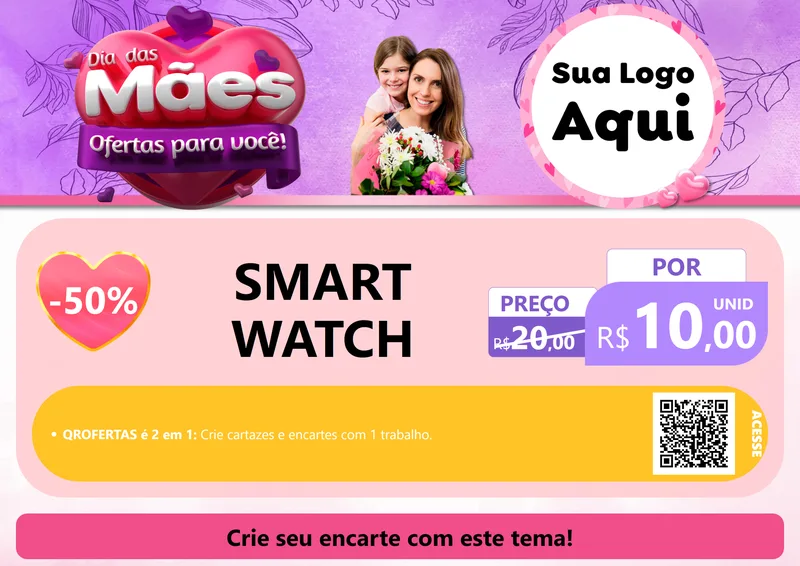 Modelo de Cartaz para Cartaz A4 Horizontal com o tema Dia das Mães Ofertas para Você! para Informática