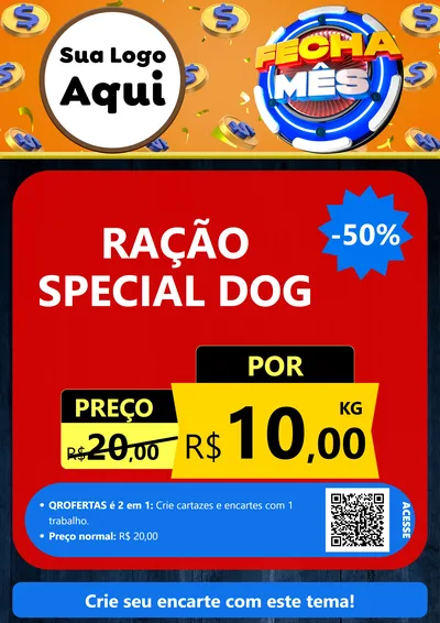 Modelo de Cartaz para Cartaz A4 Vertical com o tema Fecha Mês para Pet Shop