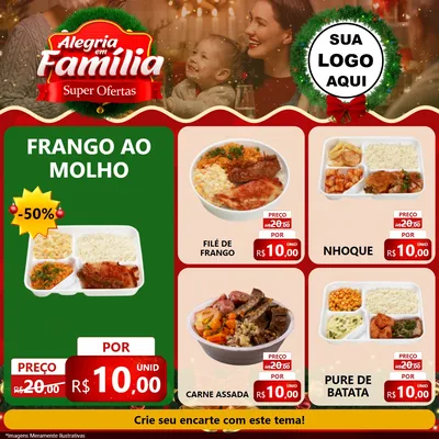 Modelo de Rede Social para Feed Facebook com o tema Alegria Em Família - Super Ofertas para Restaurante