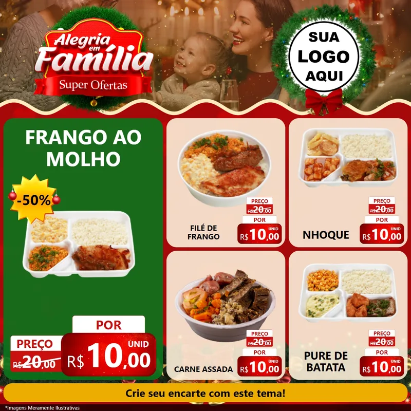 Modelo de Rede Social para Feed Facebook com o tema Alegria Em Família - Super Ofertas para Restaurante
