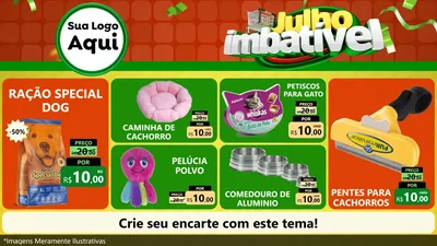 Modelo de TV para TV Horizontal com o tema Julho Imbatível para Pet Shop