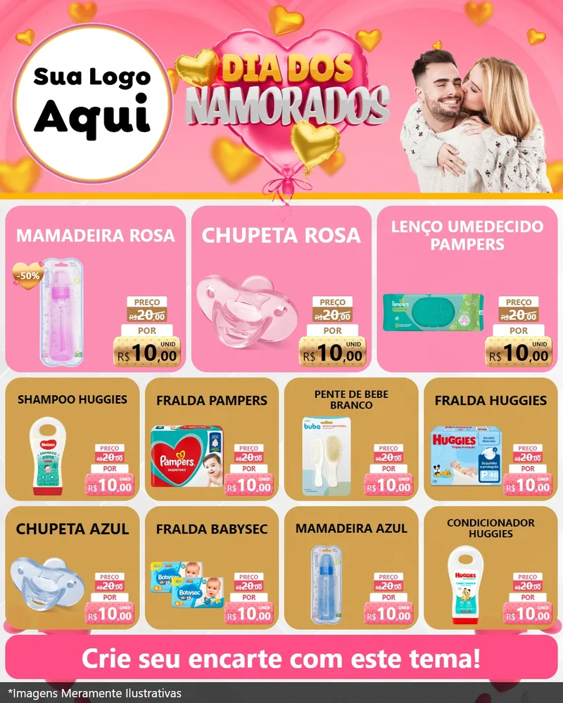 Modelo de Rede Social para Feed Instagram com o tema Dia dos Namorados para Bebês