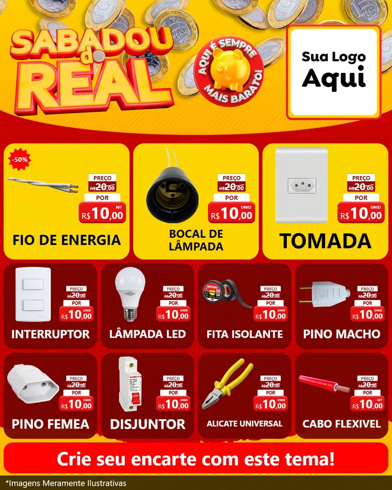 Modelo de Rede Social para Feed Instagram com o tema Sabadou do Real para Materiais Elétricos