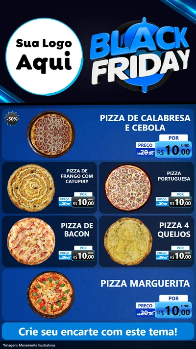 Modelo de TV para TV Vertical com o tema Black Friday para Pizzaria