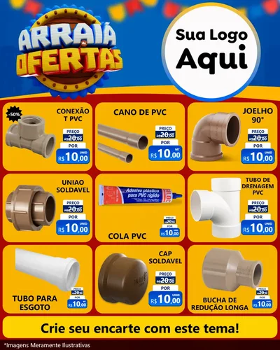 Modelo de Rede Social para Feed Instagram com o tema Arraiá de Ofertas - Junina para Tubos e conexões