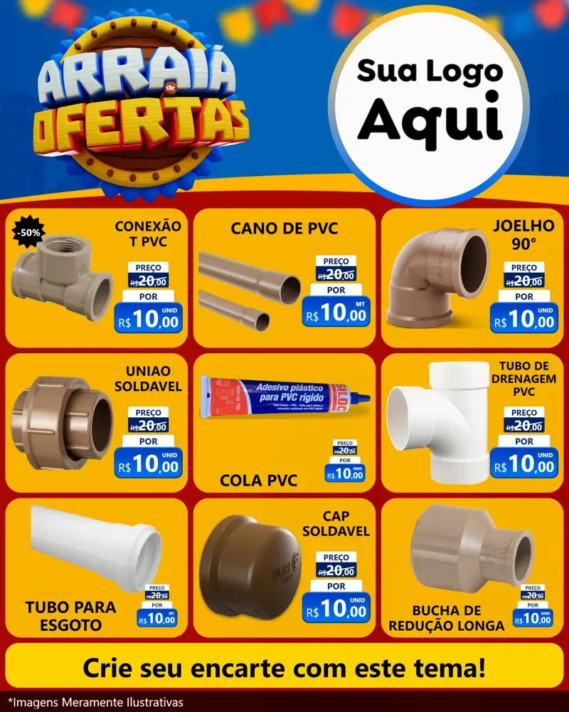 Modelo de Rede Social para Feed Instagram com o tema Arraiá de Ofertas - Junina para Tubos e conexões