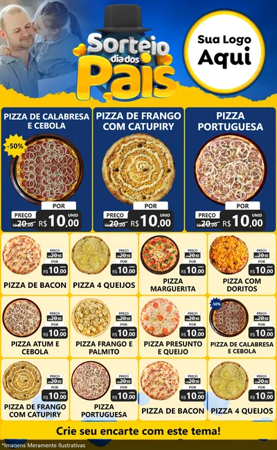 Modelo de Encarte para Encarte Grande com o tema Sorteio Dia Dos Pais para Pizzaria