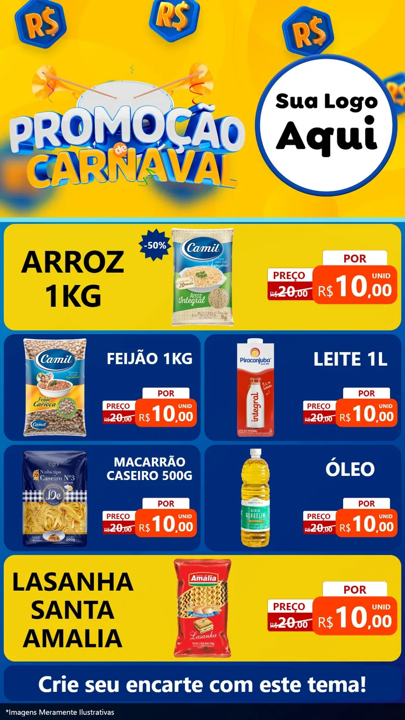 Modelo de TV para TV Vertical com o tema Promoção de Carnaval para Supermercado