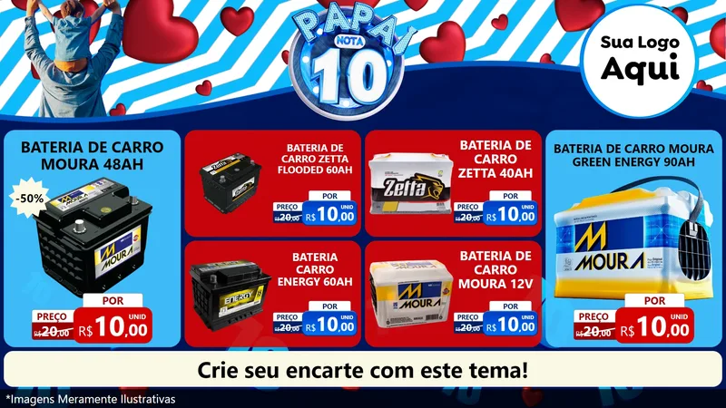 Modelo de TV para TV Horizontal com o tema Papai Nota 10 para Baterias Elétricas