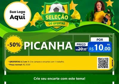 Modelo de Cartaz para Cartaz A4 Horizontal com o tema Seleção de Ofertas - Copa para Açougue