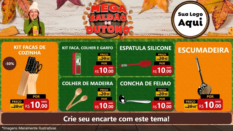 Modelo de TV para TV Horizontal com o tema Mega Saldão de Outono para Utilidades Domésticas