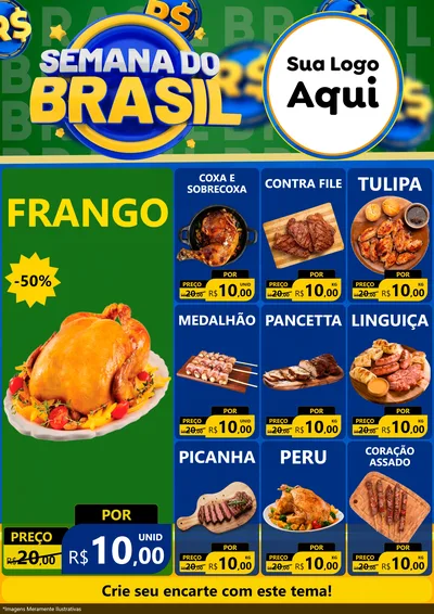 Modelo de Encarte para Encarte A4 Vertical com o tema Semana Do Brasil para Assados