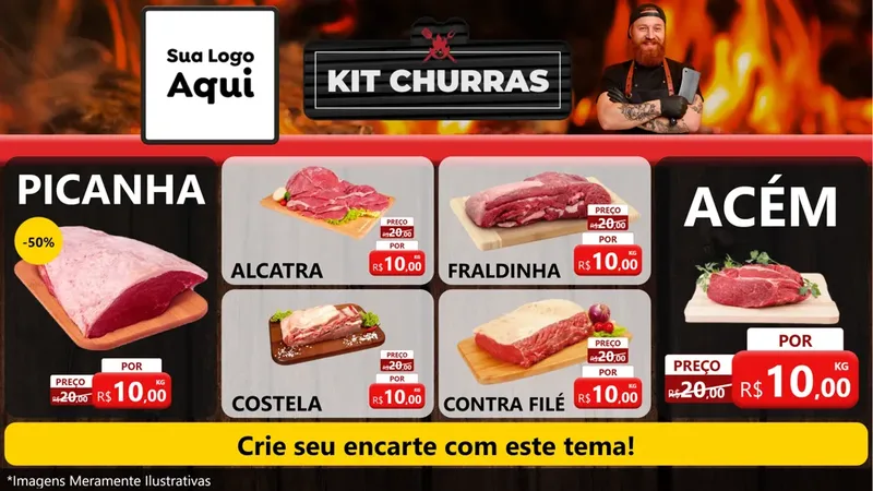 Modelo de TV para TV Horizontal com o tema Kit Churrasco para Açougue
