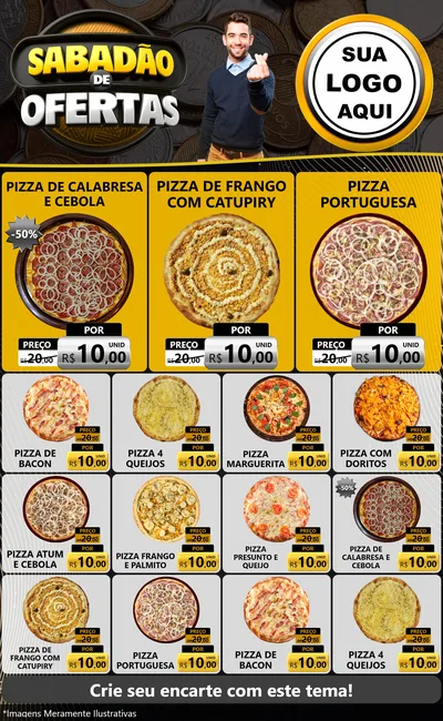 Modelo de Encarte para Encarte Grande com o tema Sabadão de Ofertas para Pizzaria