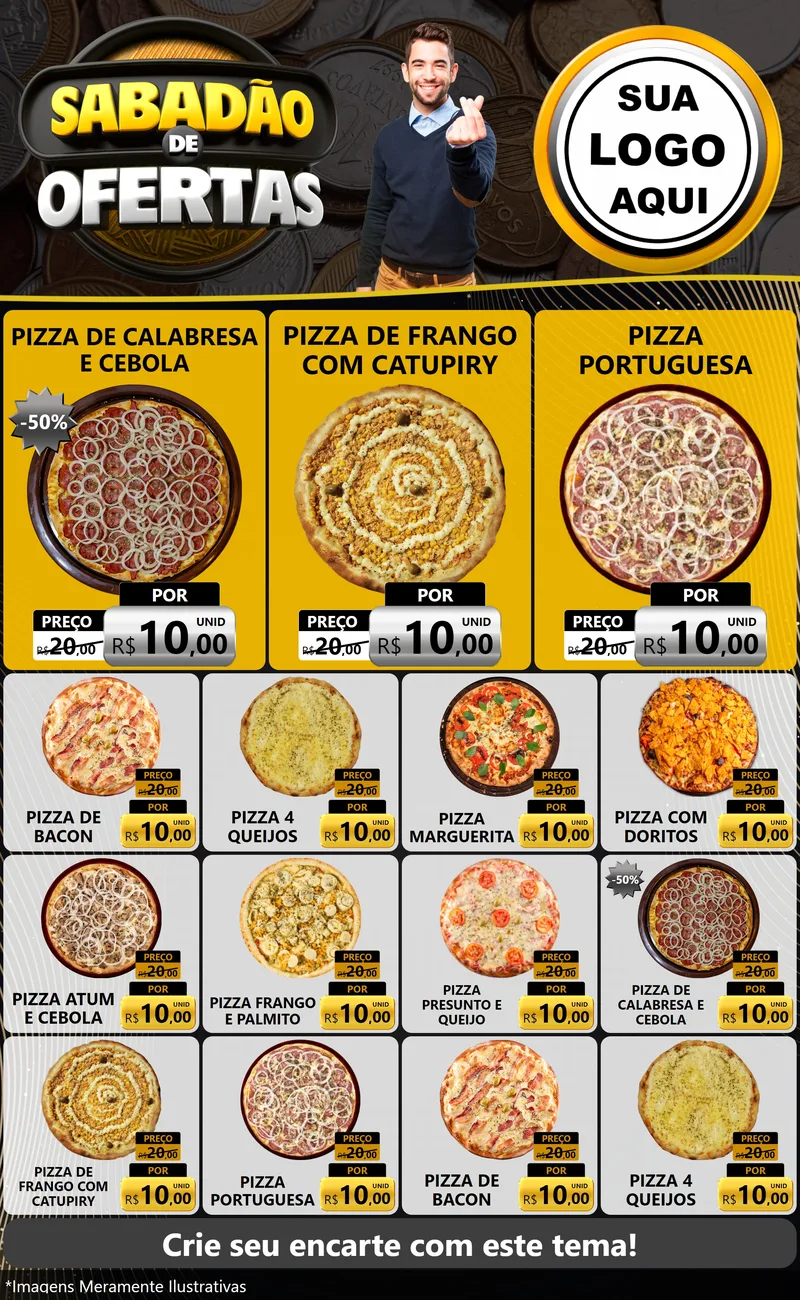 Modelo de Encarte para Encarte Grande com o tema Sabadão de Ofertas para Pizzaria