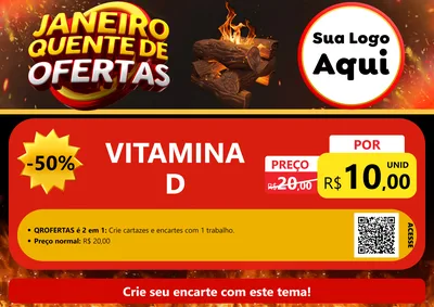 Modelo de Cartaz para Cartaz A4 Horizontal com o tema Janeiro Quente de Ofertas para Farmácia