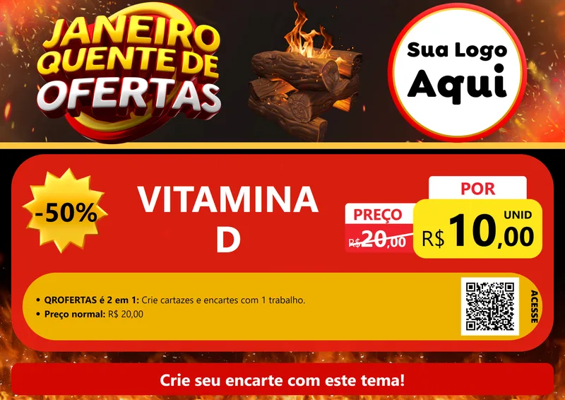 Modelo de Cartaz para Cartaz A4 Horizontal com o tema Janeiro Quente de Ofertas para Farmácia