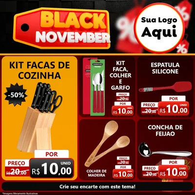 Modelo de Rede Social para Feed Facebook com o tema Black November para Utilidades Domésticas