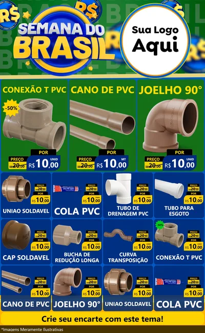 Modelo de Encarte para Encarte Grande com o tema Semana Do Brasil para Tubos e conexões