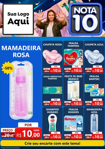 Modelo de Encarte para Encarte A4 Vertical com o tema Nota 10 para Bebês