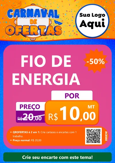 Modelo de Cartaz para Cartaz A4 Vertical com o tema Carnaval de Ofertas para Materiais Elétricos