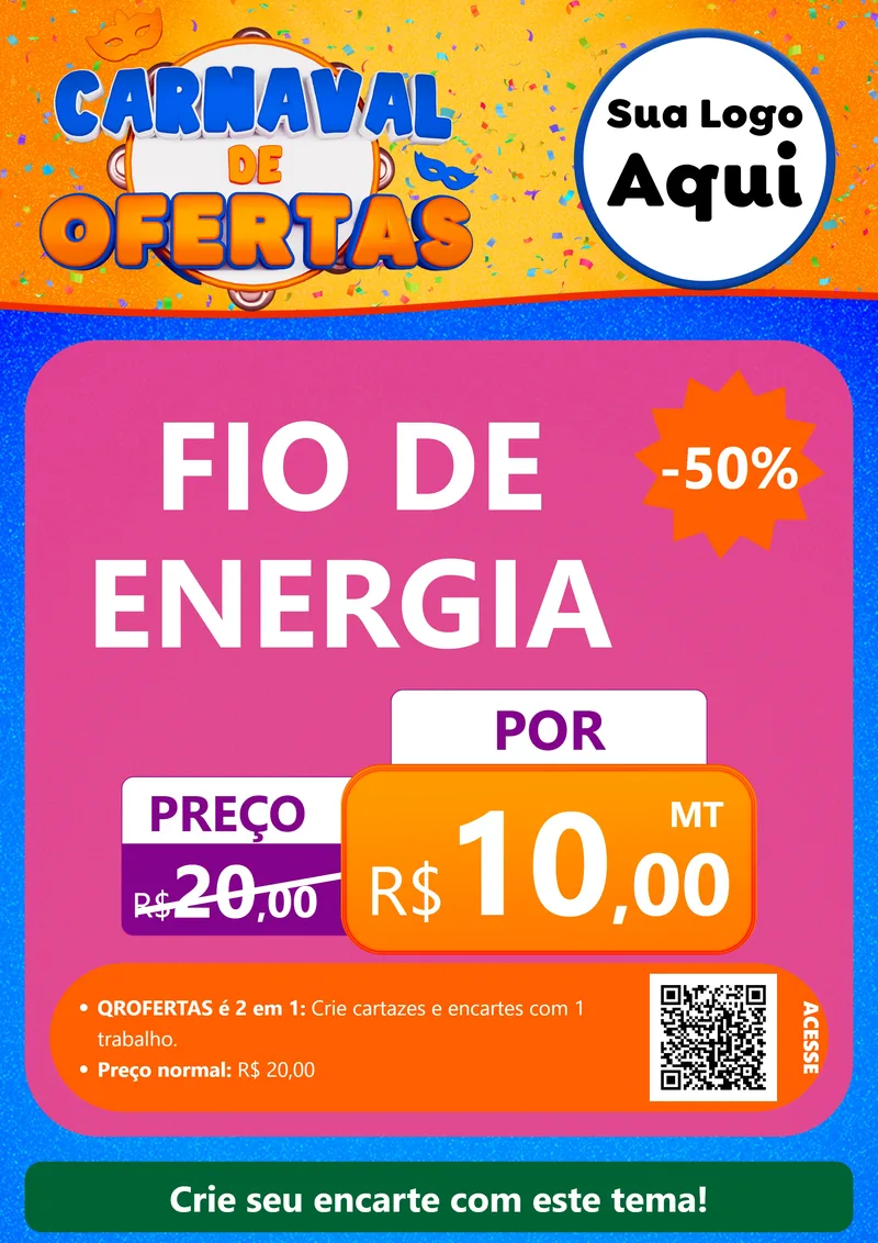 Modelo de Cartaz para Cartaz A4 Vertical com o tema Carnaval de Ofertas para Materiais Elétricos
