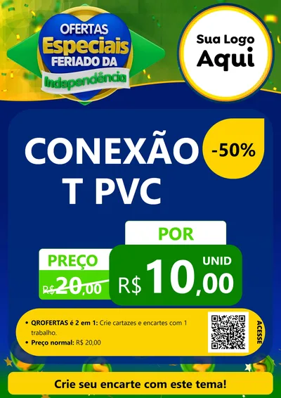 Modelo de Cartaz para Cartaz A4 Vertical com o tema Ofertas Especiais Feriado da Independência para Tubos e conexões