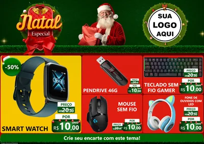 Modelo de Encarte para Encarte A4 Horizontal com o tema Natal Especial para Informática