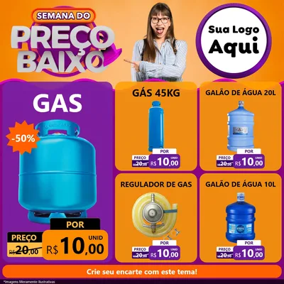 Modelo de Rede Social para Feed Facebook com o tema Semana do Preço Baixo para Água e gás