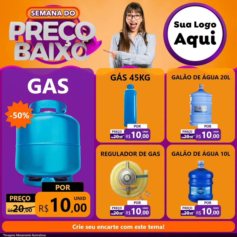 Modelo de Rede Social para Feed Facebook com o tema Semana do Preço Baixo para Água e gás
