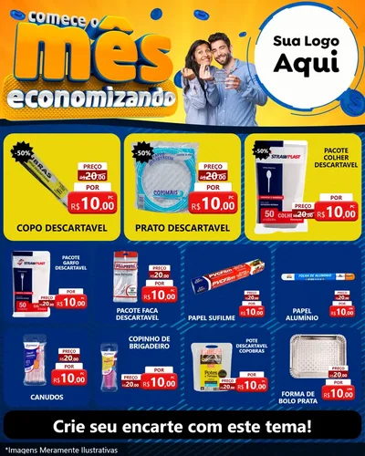 Modelo de Rede Social para Feed Instagram com o tema Comece O Mês Economizando para Embalagens