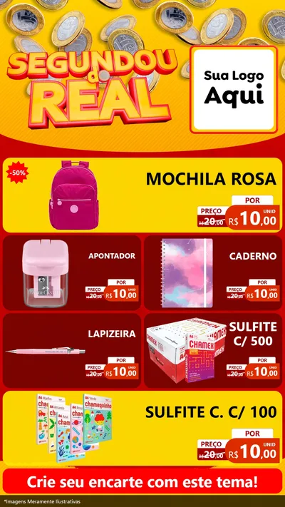 Modelo de TV para TV Vertical com o tema Segundou do Real para Papelaria