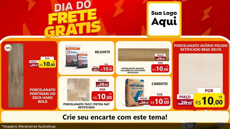 Modelo de TV para TV Horizontal com o tema Dia do Frete Grátis para Pisos e revestimentos