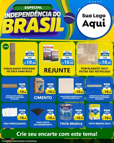 Modelo de Rede Social para Feed Instagram com o tema Especial Independência do Brasil para Pisos e revestimentos