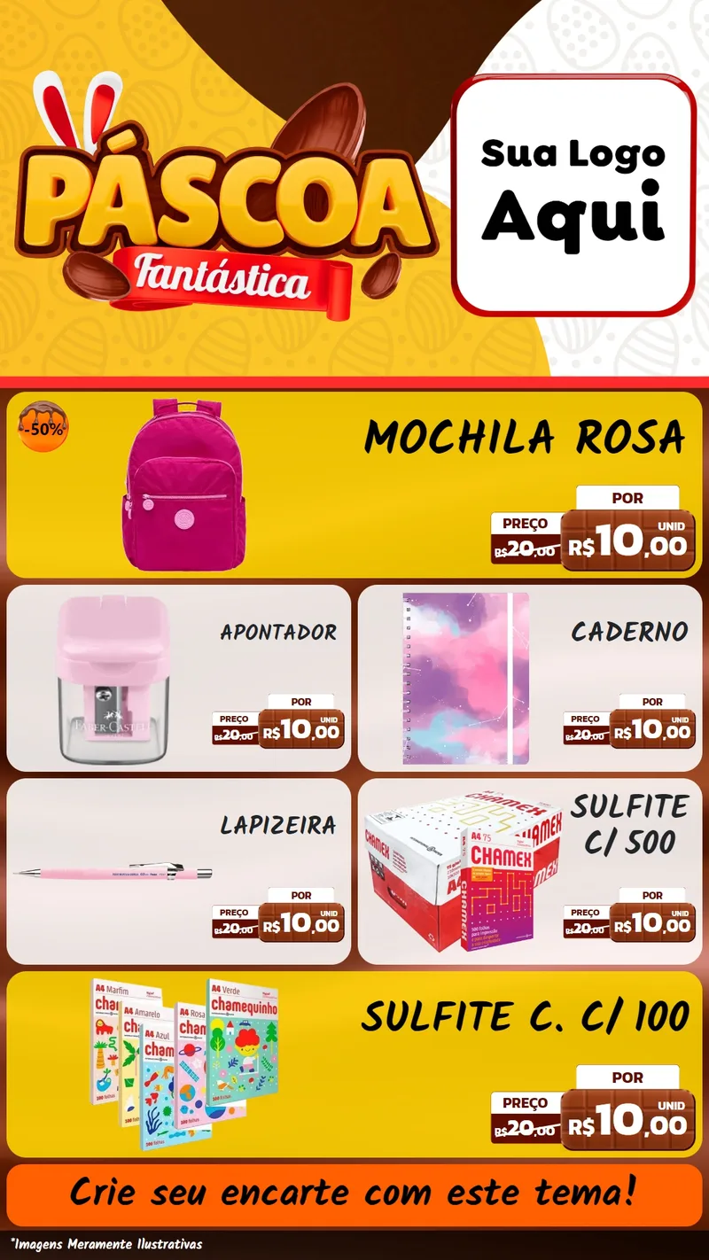 Modelo de TV para TV Vertical com o tema Páscoa Fantástica para Papelaria