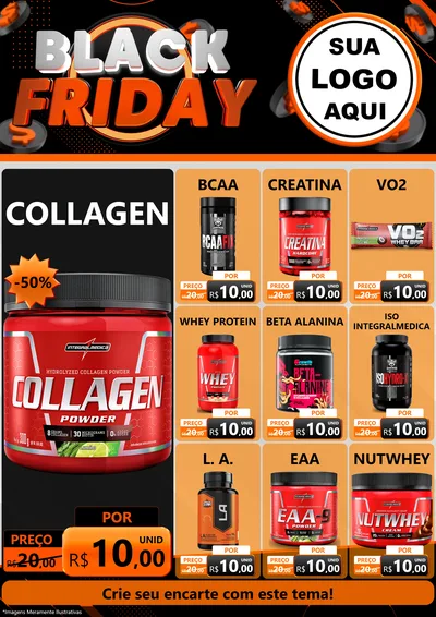Modelo de Encarte para Encarte A4 Vertical com o tema Black Friday para Suplementos alimentares