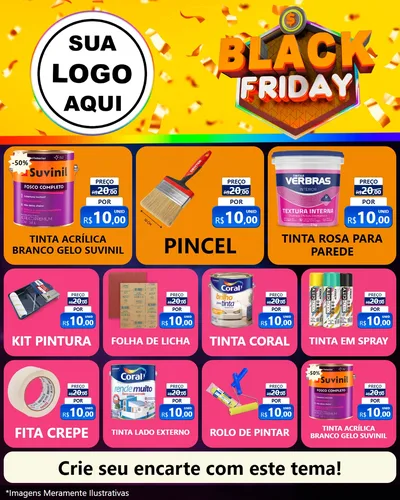 Modelo de Rede Social para Feed Instagram com o tema Black Friday para Tintas e Ferramentas