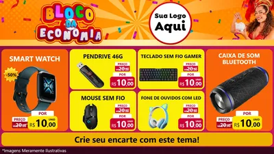 Modelo de TV para TV Horizontal com o tema Bloco da Economia para Informática