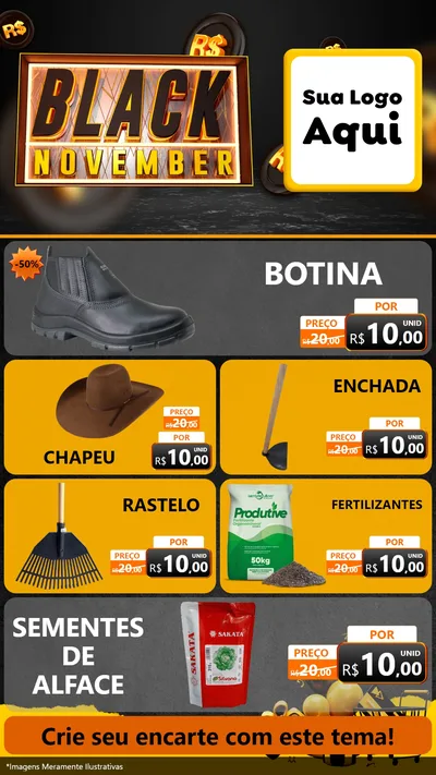 Modelo de TV para TV Vertical com o tema Black November para Agropecuária