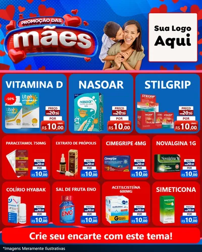 Modelo de Rede Social para Feed Instagram com o tema Promoção das Mães para Farmácia