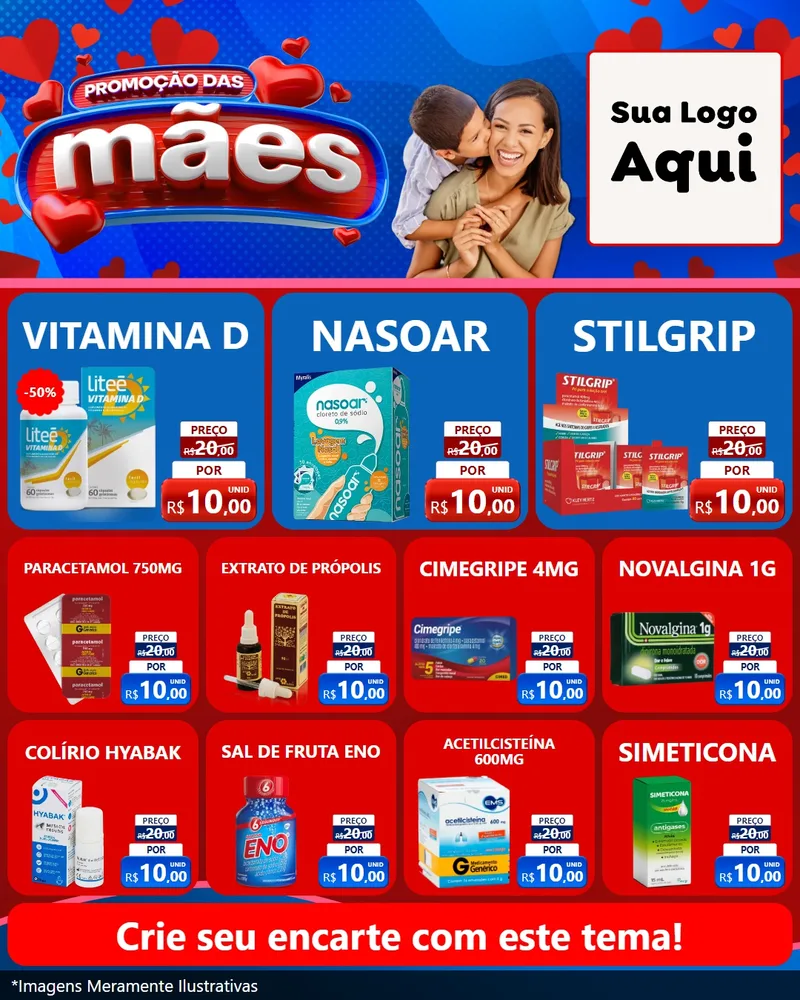 Modelo de Rede Social para Feed Instagram com o tema Promoção das Mães para Farmácia