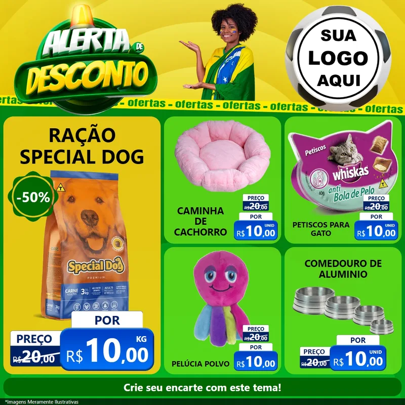 Modelo de Rede Social para Feed Facebook com o tema Alerta de Desconto para Pet Shop