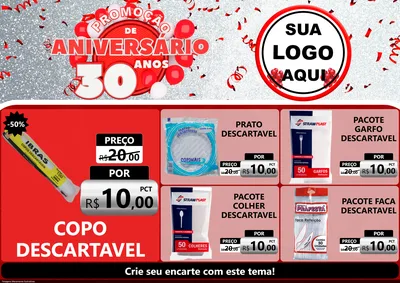 Modelo de Encarte para Encarte A4 Horizontal com o tema Promoção de Aniversário - 30 Anos para Embalagens